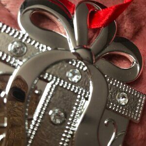 Lenox Set of 6 Silver Clear Gem Christmas Ornaments New in Box 2021